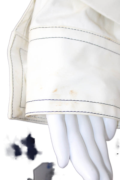 Escada Womens White Cotton Collared Long Sleeve Button Jacket Designer Size 36