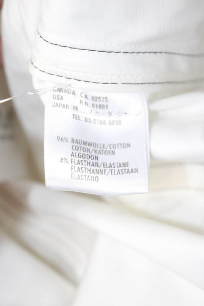 Escada Womens White Cotton Collared Long Sleeve Button Jacket Designer Size 36