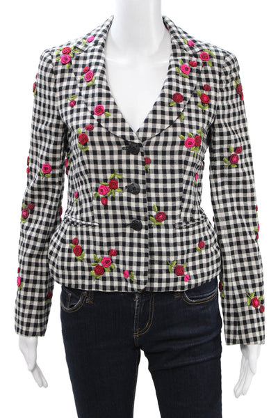 Escada Womens White Cotton Collared Long Sleeve Button Jacket Designer Size 36