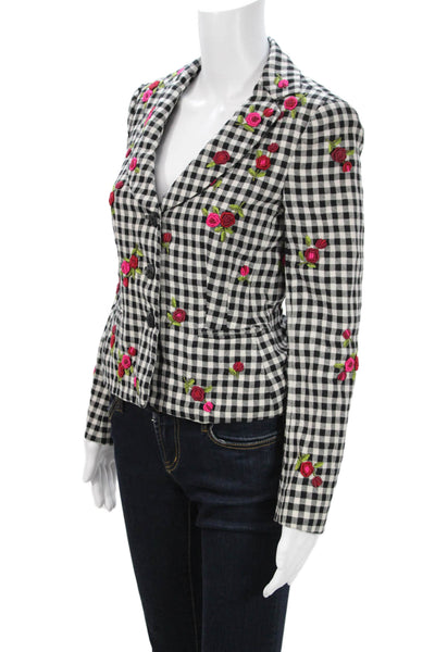 Escada Womens White Cotton Collared Long Sleeve Button Jacket Designer Size 36
