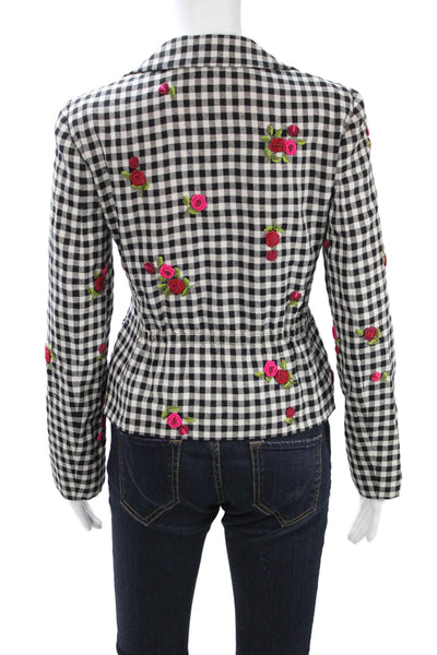 Escada Womens White Cotton Collared Long Sleeve Button Jacket Designer Size 36
