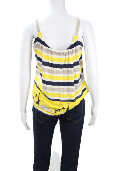 Cacharel Women Yellow Striped Viscose Camisole Sleeveless Size S