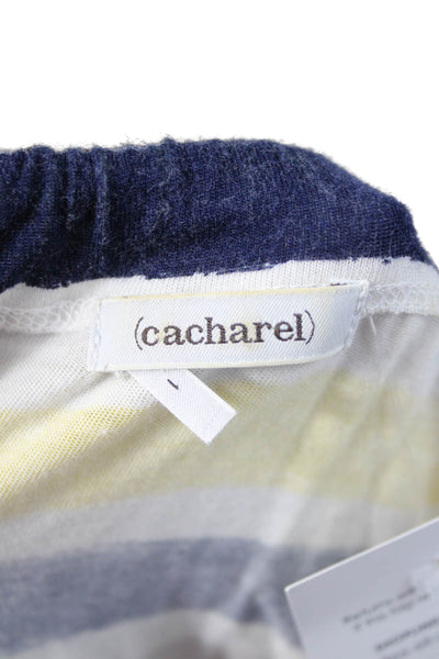 Cacharel Women Yellow Striped Viscose Camisole Sleeveless Size S