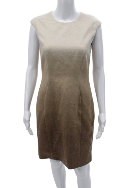 Brooks Brothers Womens Sheath Dress Beige Sleeveless Short Petite Size 6