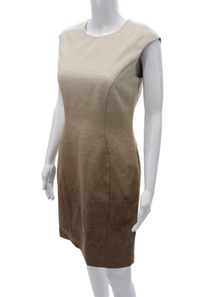 Brooks Brothers Womens Sheath Dress Beige Sleeveless Short Petite Size 6