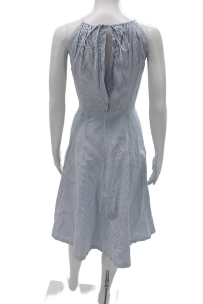 Jason Wu Womens A-Line Sundress Light Blue Striped 100% Cotton High Neck Size 2