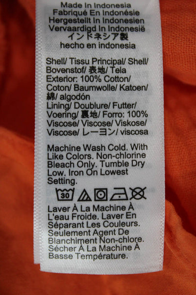 J Crew Womens Fit & Flare Orange Cotton Dress 3/4 Sleeve Round Neck Size 2XS