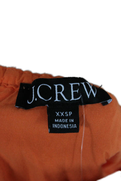 J Crew Womens Fit & Flare Orange Cotton Dress 3/4 Sleeve Round Neck Size 2XS