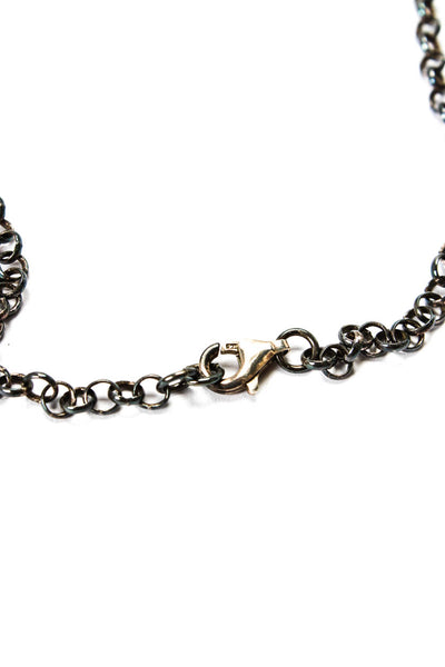 Designer Womens 925 Silver Ocean Jasper Bead Fringe Necklace 17"