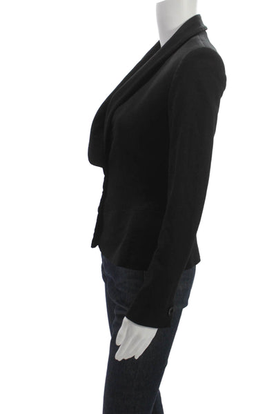 Karen Millen Womens Black V Neck Blazer Long Sleeve Button Size 4