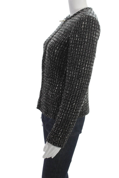Donna Karan Women Checked Black Blazer Long Sleeve Poly Blend Size 2