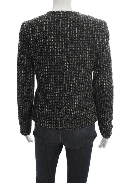 Donna Karan Women Checked Black Blazer Long Sleeve Poly Blend Size 2