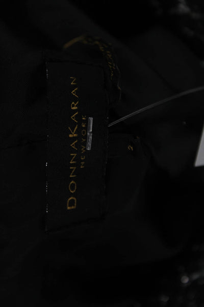 Donna Karan Women Checked Black Blazer Long Sleeve Poly Blend Size 2