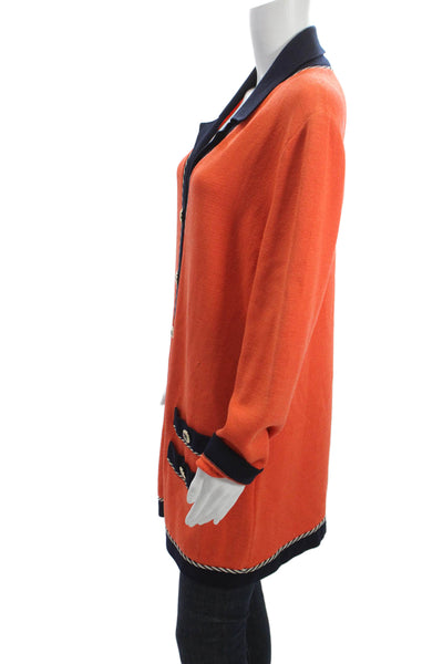 St John Collection Marie Gray Unisex Cardigan Orange Wool Size 14