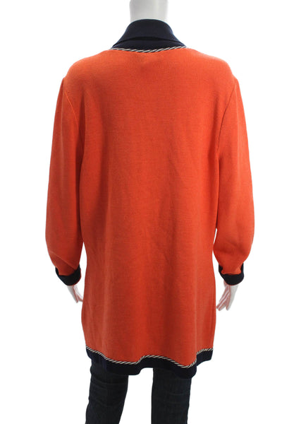 St John Collection Marie Gray Unisex Cardigan Orange Wool Size 14