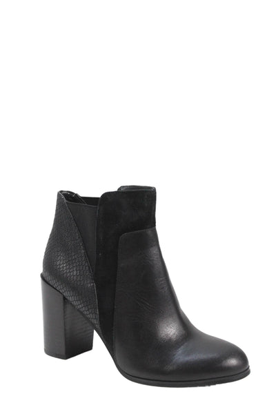 Tahari Womens Leather Snakeskin Print Ryder Ankle Boots Black Size 7 Medium