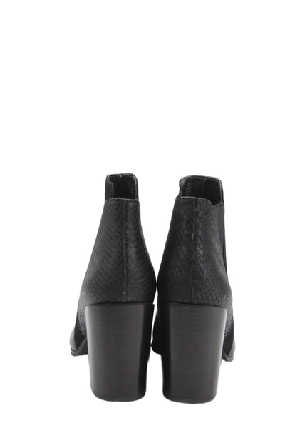 Tahari Womens Leather Snakeskin Print Ryder Ankle Boots Black Size 7 Medium