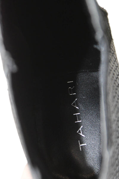 Tahari Womens Leather Snakeskin Print Ryder Ankle Boots Black Size 7 Medium