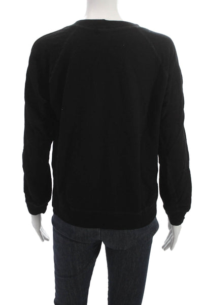 Monrow Womens Pullover Sweatshirt Black Striped Crew Neck Long Sleeve Size S