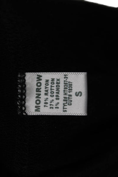 Monrow Womens Pullover Sweatshirt Black Striped Crew Neck Long Sleeve Size S