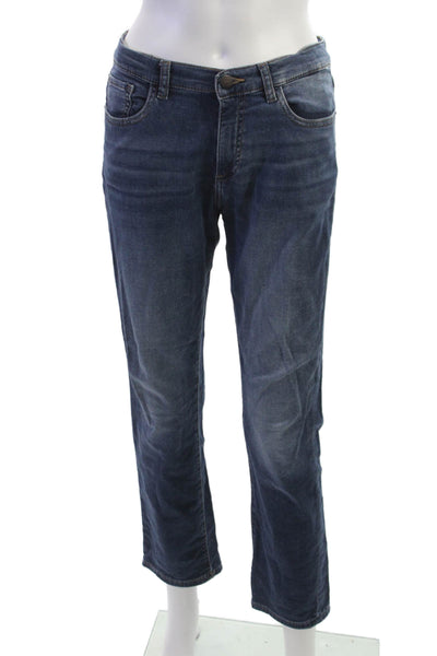 DL 1961 Womens Straight Jeans Dark Blue Mid Rise Button Size 14