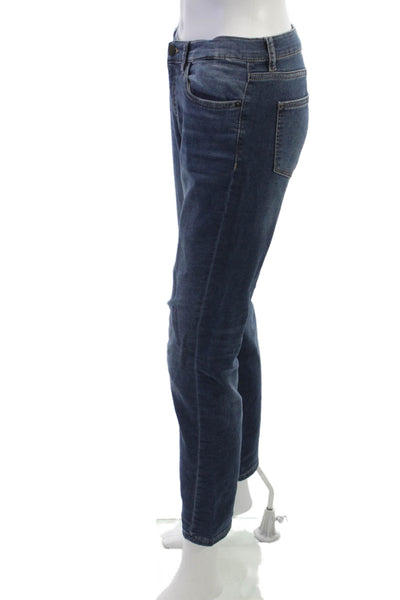 DL 1961 Womens Straight Jeans Dark Blue Mid Rise Button Size 14