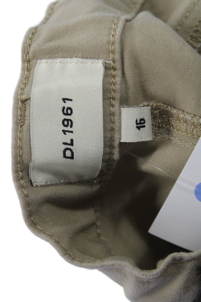 DL 1961 Boys Button Straight Leg Casual Pants Beige Size 16