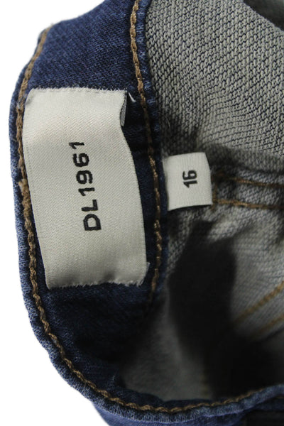 DL 1961 Boys Button Closure Straight Leg Jean Pants Medium Wash Size16