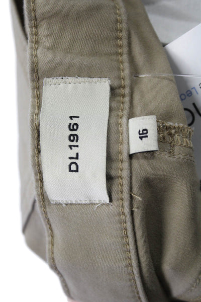 DL 1961 Boys Button Closure Straight Leg Casual Pants Beige Size 16