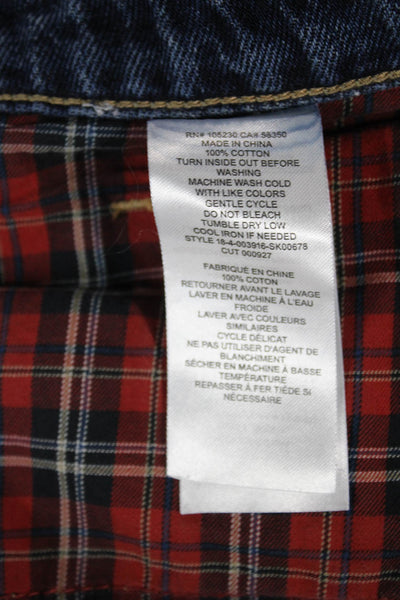 Current/Elliott Women Mini Plaid Cotton Skirt Dark Blue Size 29