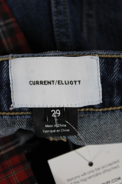 Current/Elliott Women Mini Plaid Cotton Skirt Dark Blue Size 29