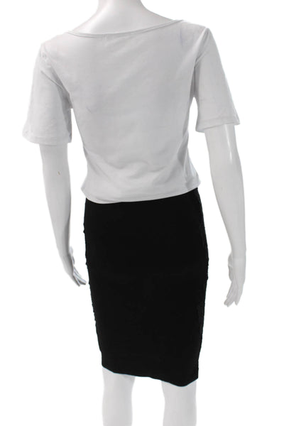 Zara Women Floral Pencil Midi Skirt Black Polyester Size S