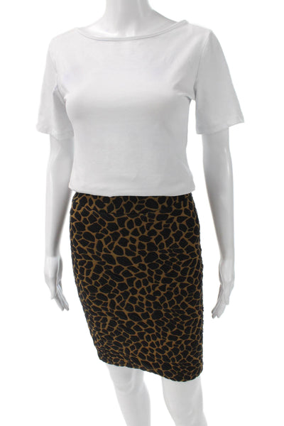 Hi-Line Madewell Women Black Animal Print Pencil Skirt Short Size XS
