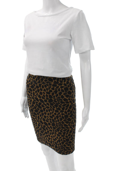 Hi-Line Madewell Women Black Animal Print Pencil Skirt Short Size XS