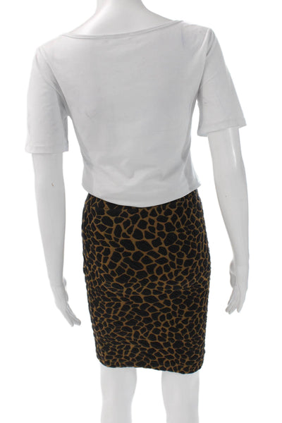 Hi-Line Madewell Women Black Animal Print Pencil Skirt Short Size XS