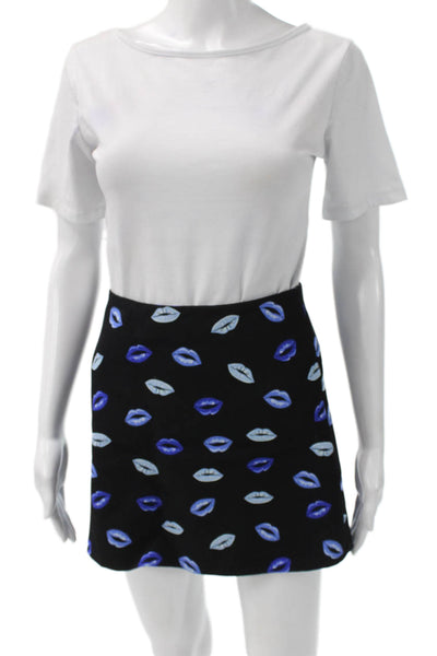 Zara Womens Mini A-Line Skirt Black Graphic Print 100% Viscose Size XS