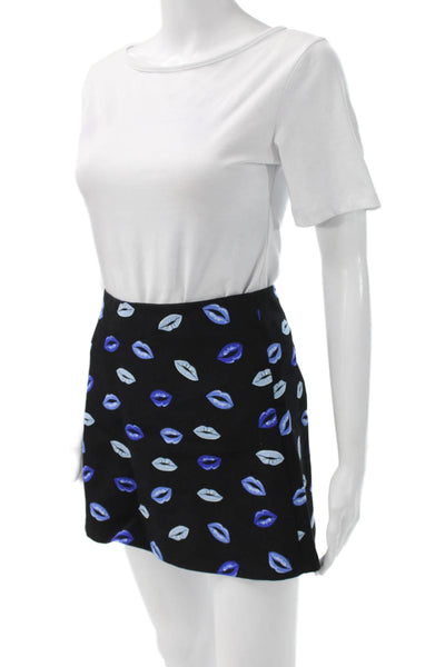 Zara Womens Mini A-Line Skirt Black Graphic Print 100% Viscose Size XS