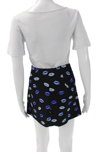 Zara Womens Mini A-Line Skirt Black Graphic Print 100% Viscose Size XS
