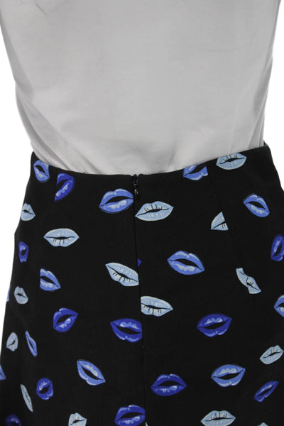 Zara Womens Mini A-Line Skirt Black Graphic Print 100% Viscose Size XS