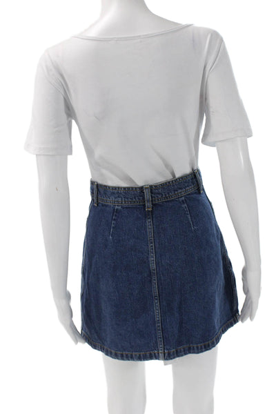Zara Woman Women A-Line Mini Skirt Dark Blue Cotton Size XS