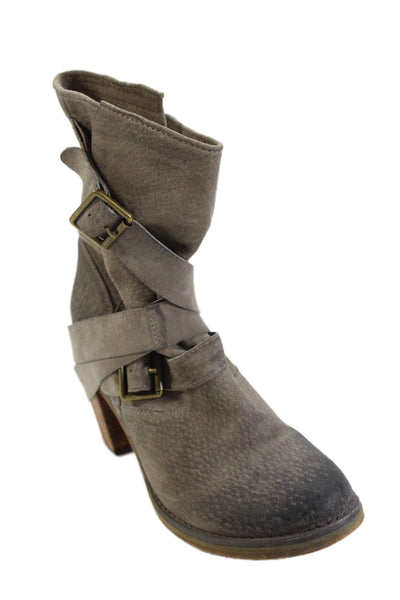 Ibiza Womens Leather Strappy Pull On Boots Gray Size 7