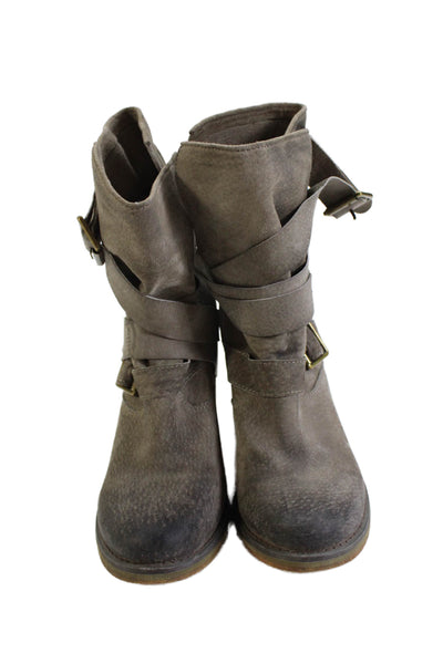 Ibiza Womens Leather Strappy Pull On Boots Gray Size 7
