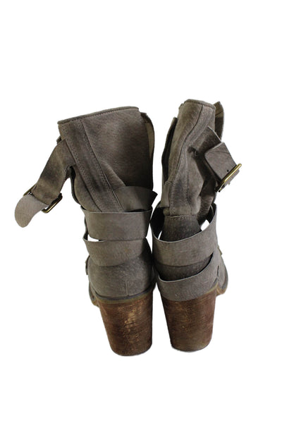 Ibiza Womens Leather Strappy Pull On Boots Gray Size 7