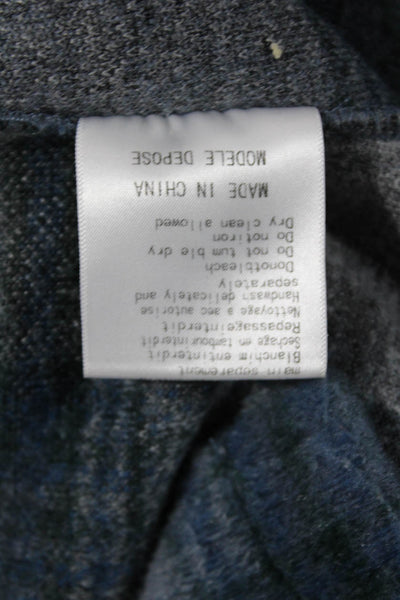 Few Moda Women Overcoat Plaid Blue Button Long Sleeve Wool Blend Size S