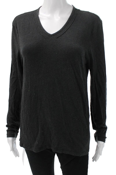 John Varvatos Star USA Unisex Black VNeck Long Sleeve Tee Ramie Cotton Size M