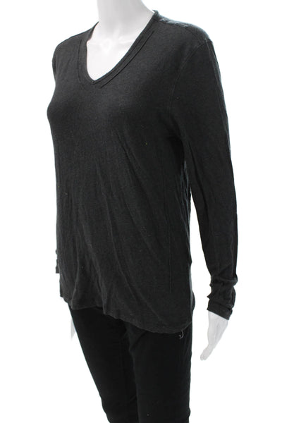 John Varvatos Star USA Unisex Black VNeck Long Sleeve Tee Ramie Cotton Size M