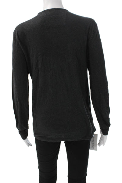 John Varvatos Star USA Unisex Black VNeck Long Sleeve Tee Ramie Cotton Size M