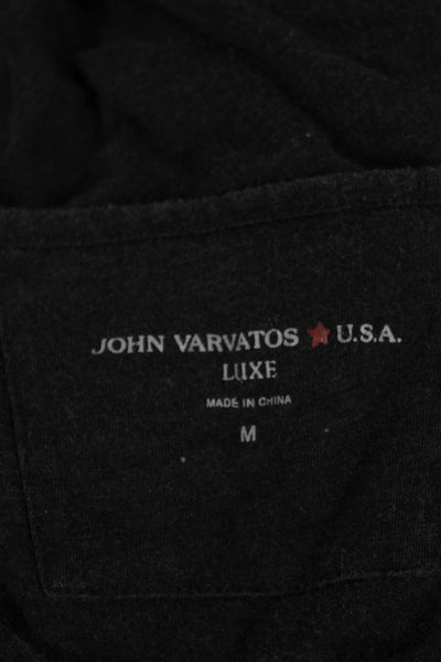 John Varvatos Star USA Unisex Black VNeck Long Sleeve Tee Ramie Cotton Size M
