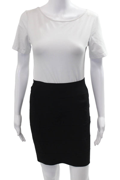 BCBG Max Azria Women Bandage Pencil Mini Skirt Black Size S