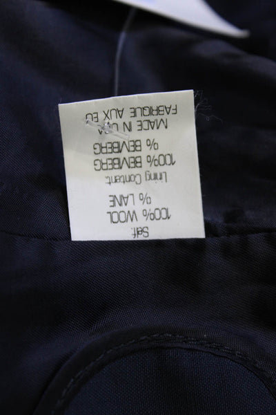 Theory Womens Dark Blue Beaver Check Collared Button Blazer Size 4